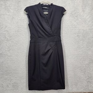 LIU JO Black Sleeveless Faux-Wrap Sheath Dress Size 42 Medium Career Office